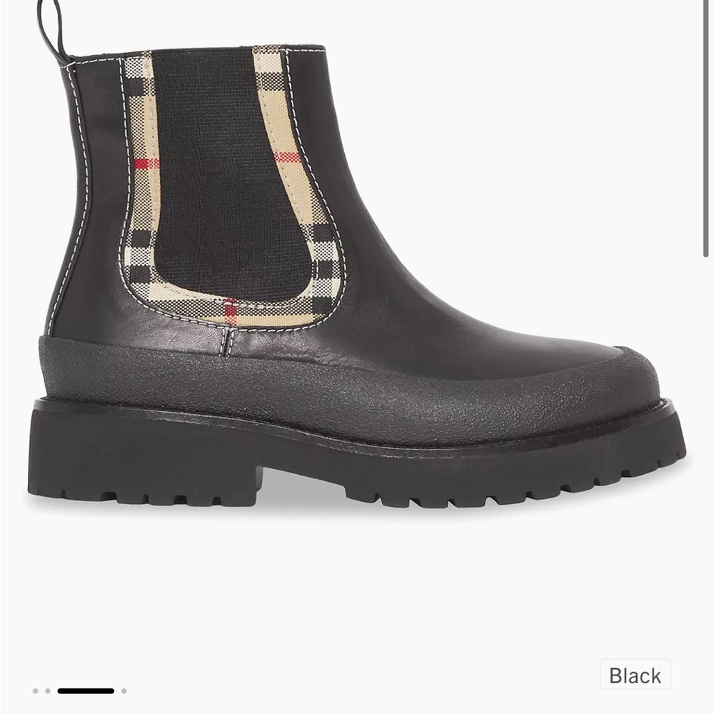 Black Ankle Boots with Plaid Detail